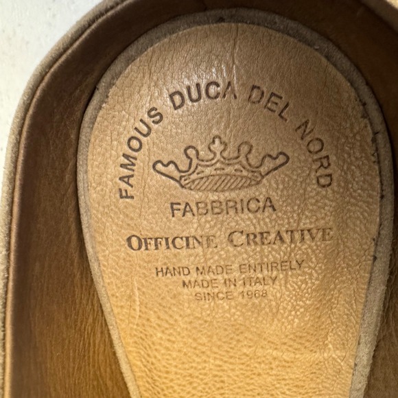 Officine Creative Women Suede Mules US 8.5. EU 39 Tan Italian Block‎ Heel Shoes - Picture 2 of 9